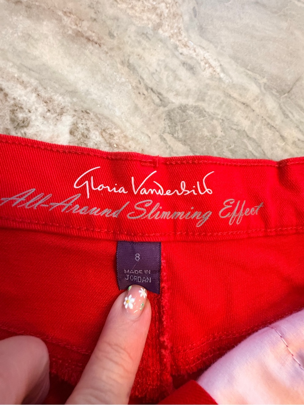 Gloria Vanderbilt Amanda Size 8 Red Stretch Capri Jeans Cropped Pants - Picture 5 of 12